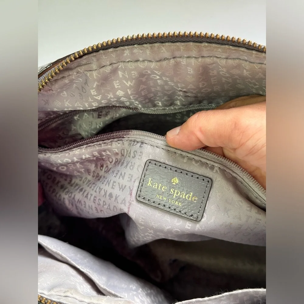 Kate Spade Kay Street Ostrich Embossed Satchel Grey